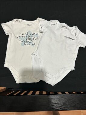 3/$15 Indigo White Baby One-Piece Bodysuit Duo with Blue Graphic